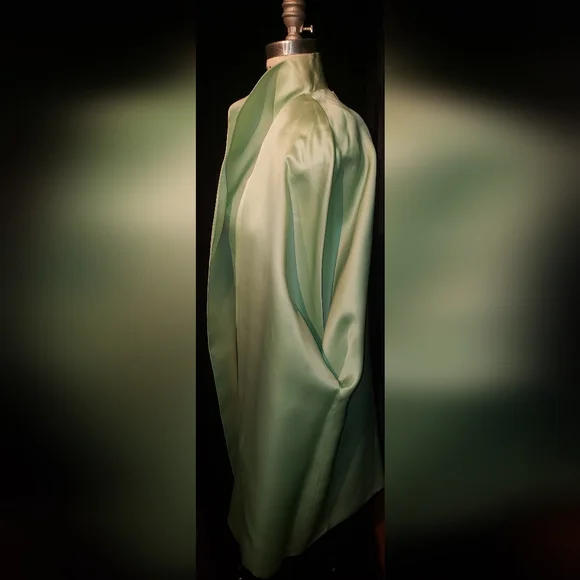 Oscar de la Renta double sided 100% Charmeuse silk Mint kimono oversized Jacket - Picture 13 of 16
